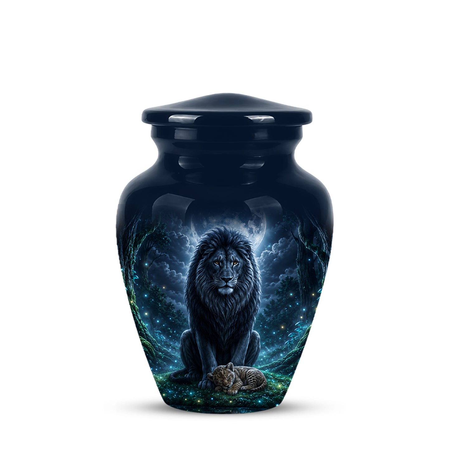 Lion And Moon Memorial Urn - Lion Adult Male Funeral Urns For Ashes