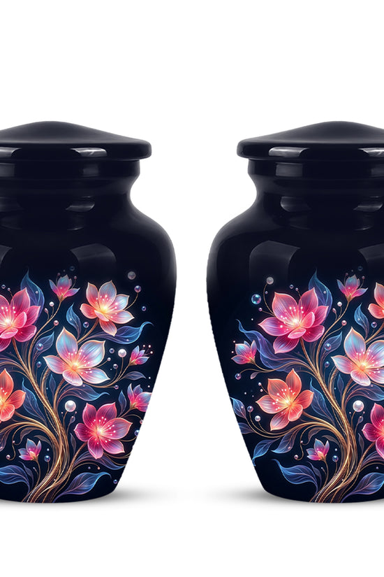 Hand-Painted Lotus Flower Cremation Urn - Decorative Urns On Sale