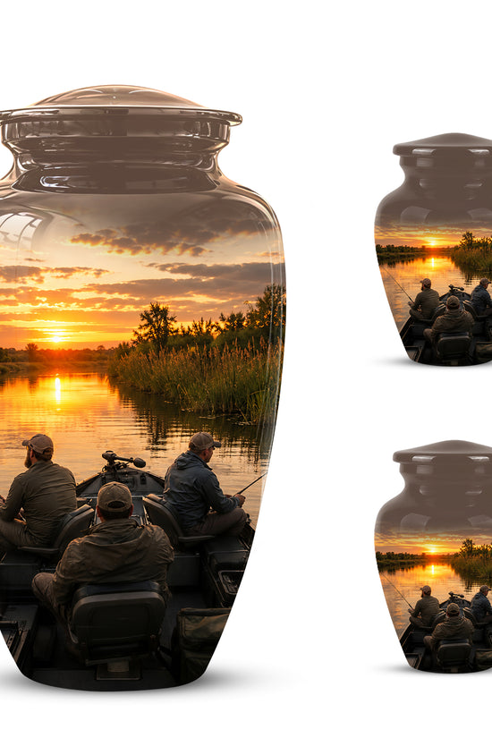 Fisherman Sunset Cremation Urn - Personalized Burial Urns For Ashes