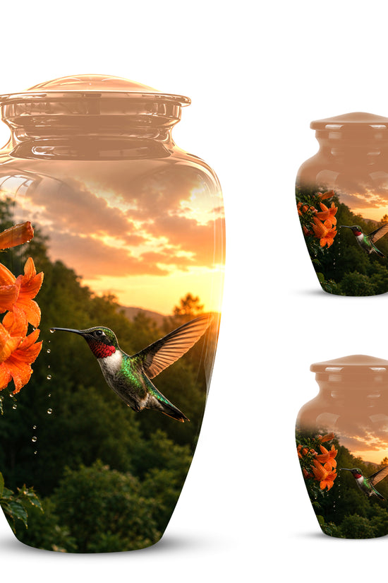 Hummingbird Memorial Urn - Custom Sunset Scenic Urns For Human Ashes