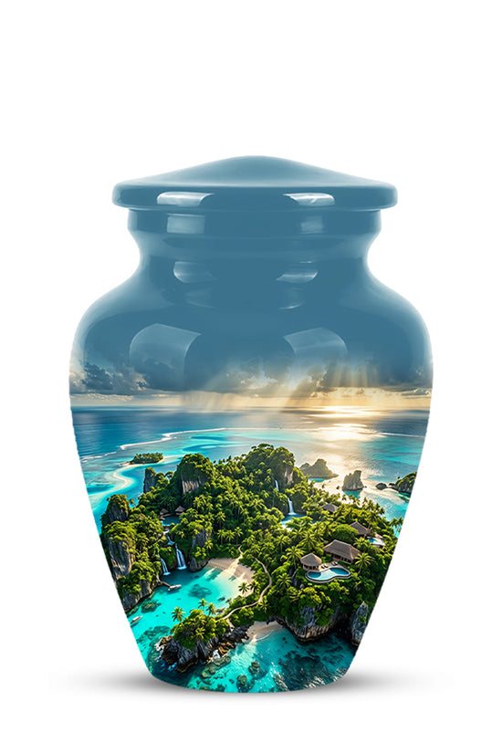 Beach Island Cremation Urn For Human Ashes - Adult Size Memorial Urns
