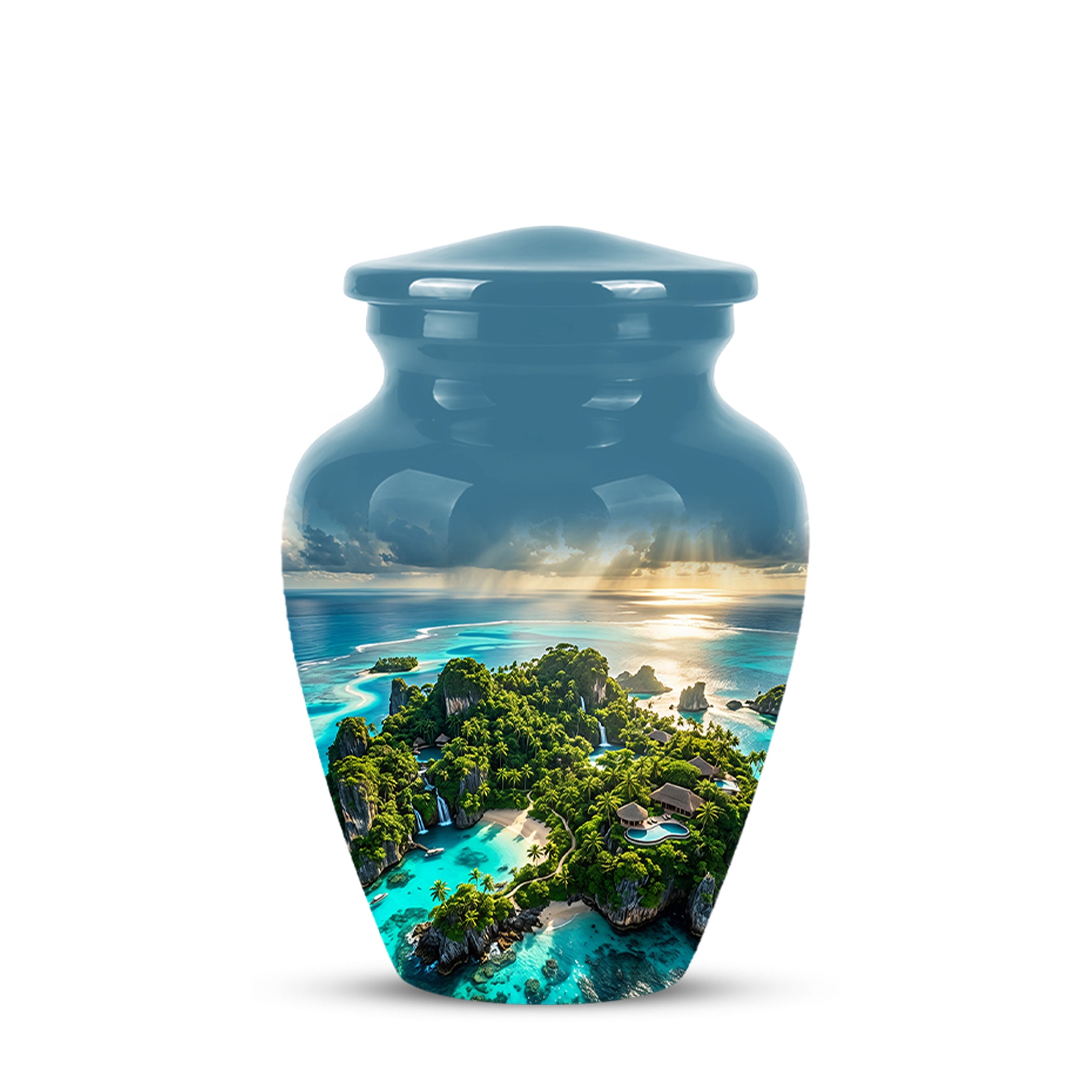 Beach Island Cremation Urn For Human Ashes - Adult Size Memorial Urns