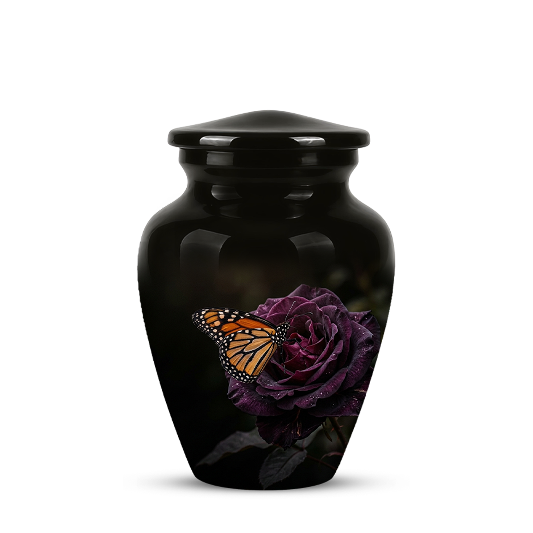 Yellow Butterfly On Purple Flower - Beautiful Burial Urns For Mom Ashes