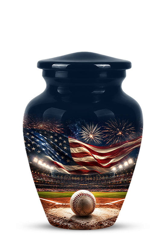 Patriotic Baseball Cremation Urn - Personalized Memorial Urns For Athletes