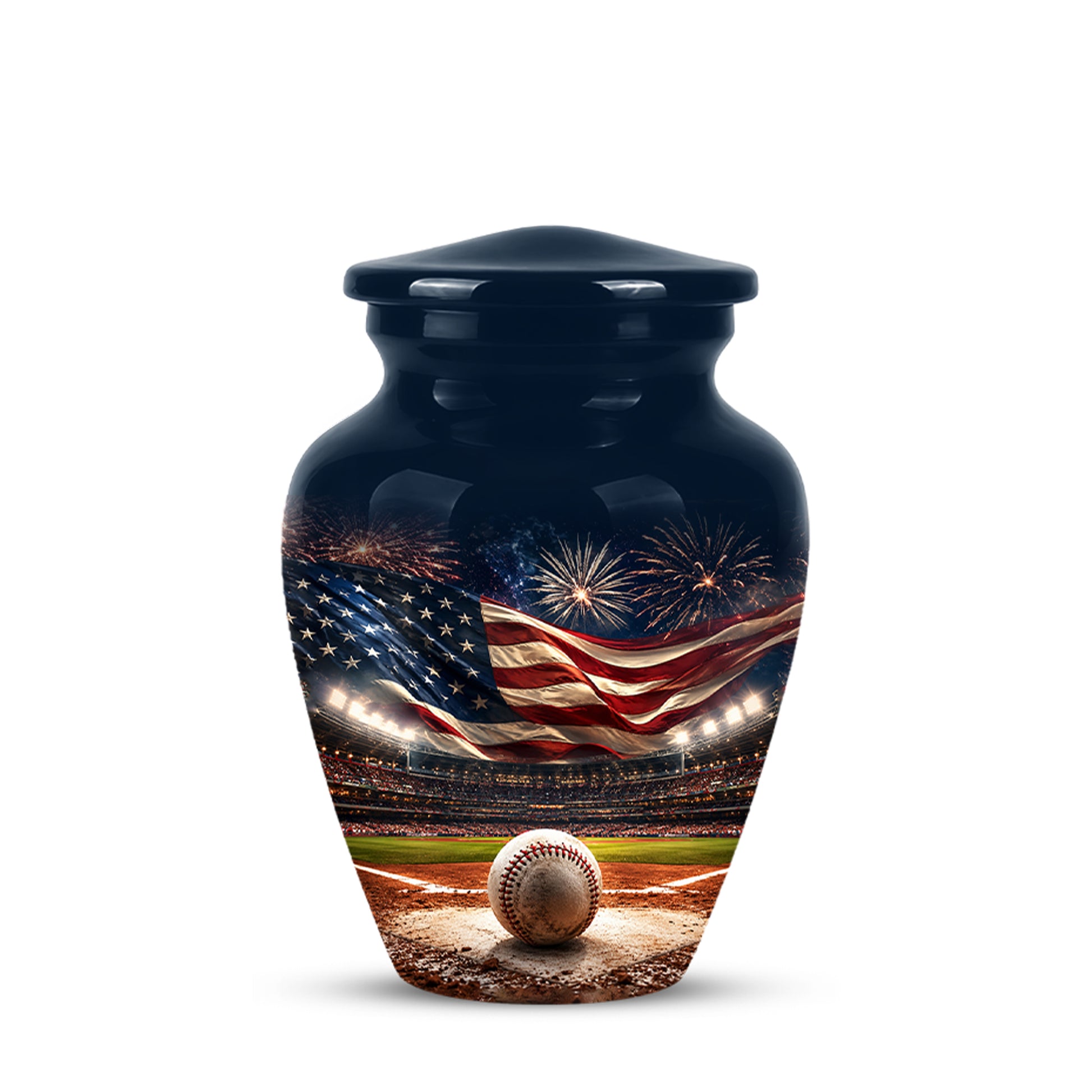 Patriotic Baseball Cremation Urn - Personalized Memorial Urns For Athletes
