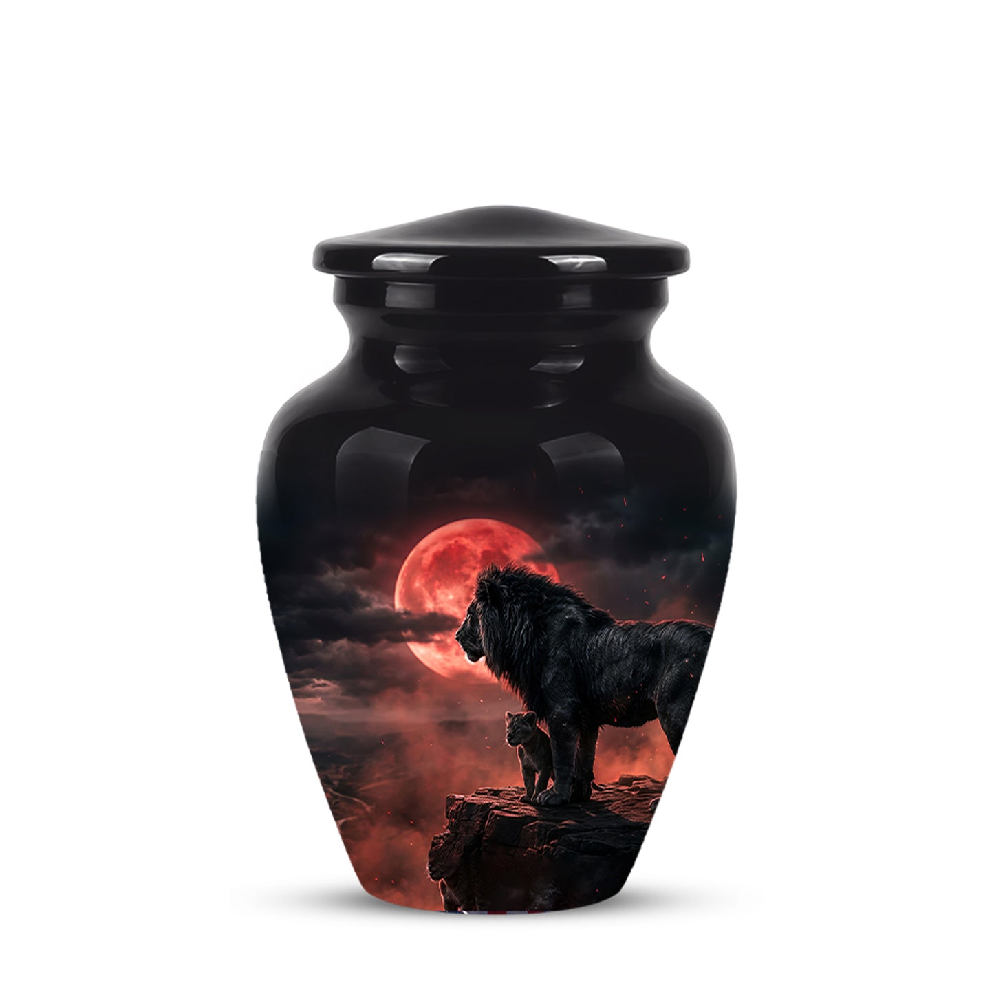 Lion With Cub Cremation Urn - Blood Moon Urns For Human Ashes