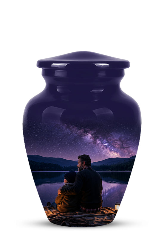 Father & Son Love Cremation Urn - Mountain Night Scenic Urns For Dad