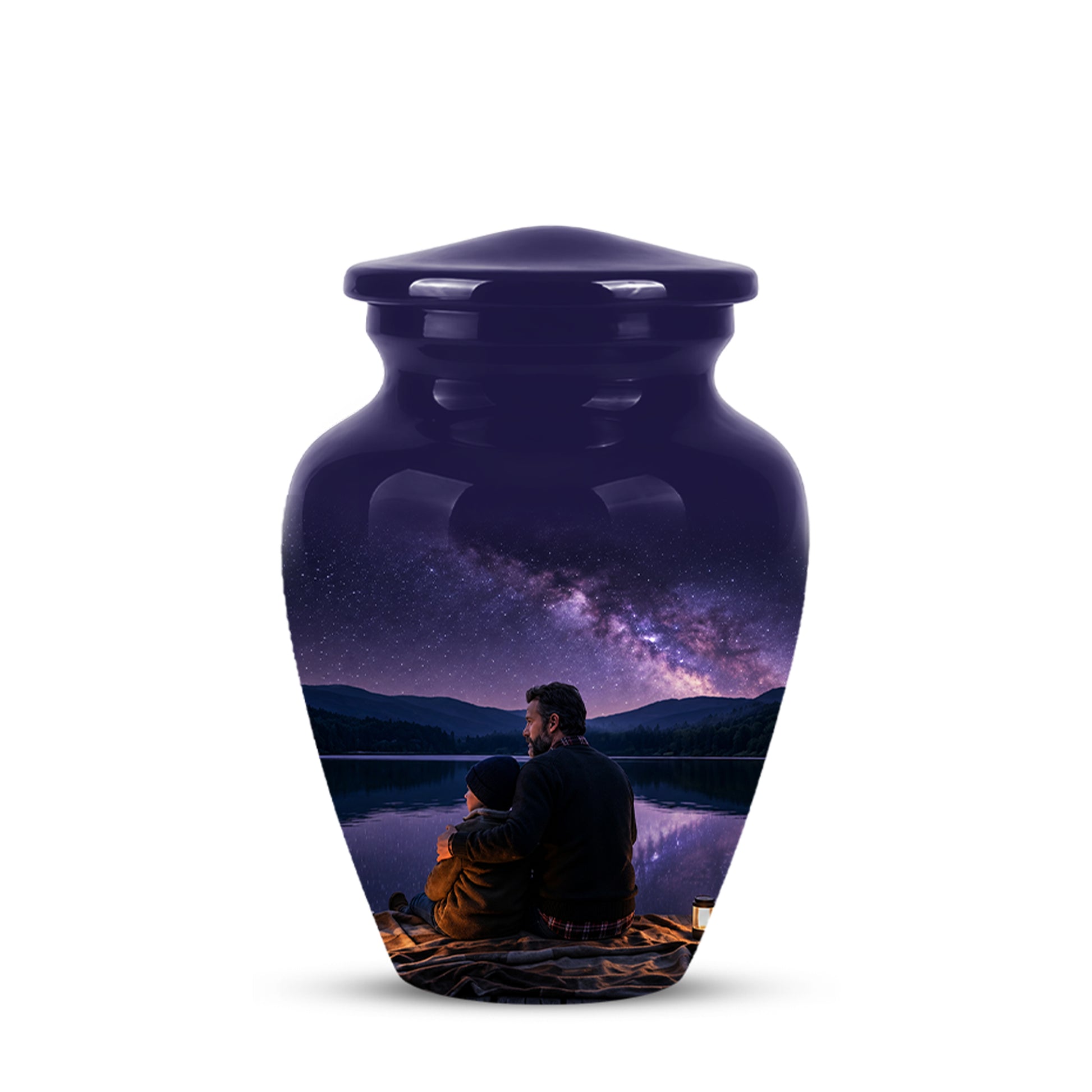 Father & Son Love Cremation Urn - Mountain Night Scenic Urns For Dad