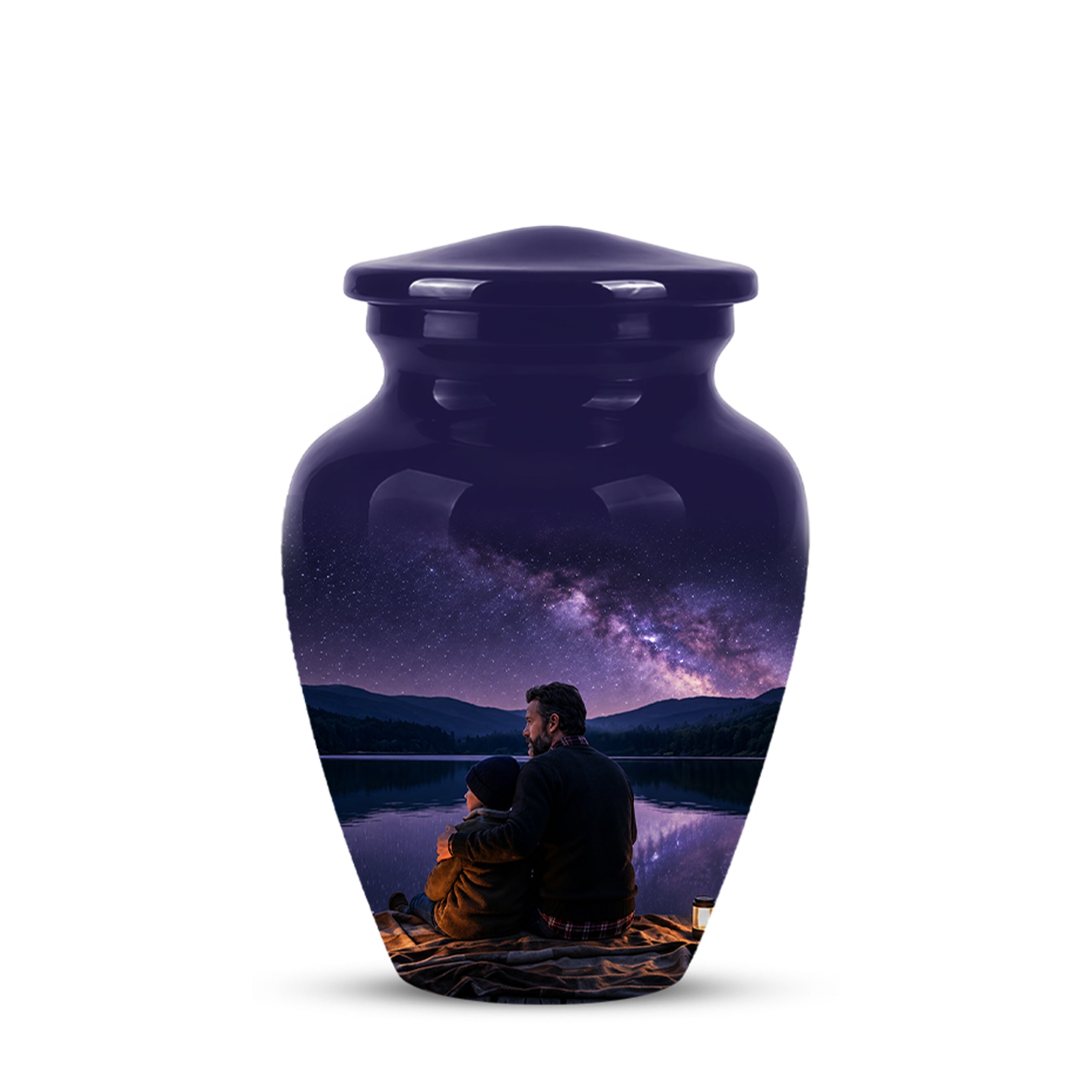 Father & Son Love Cremation Urn - Mountain Night Scenic Urns For Dad