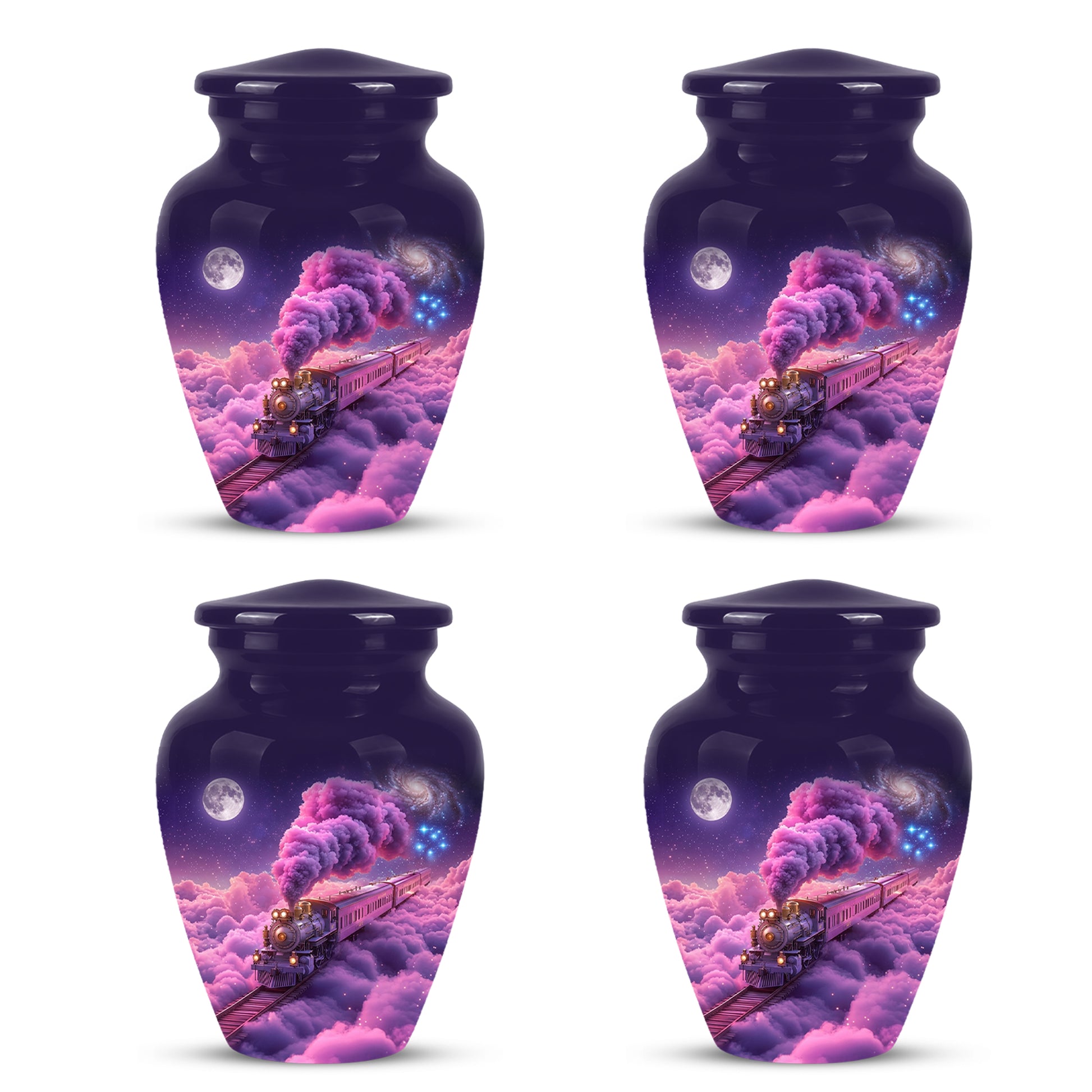 Fantasy Train Cremation Urn – Purple Cloud Memorial Urns For Human Ashes