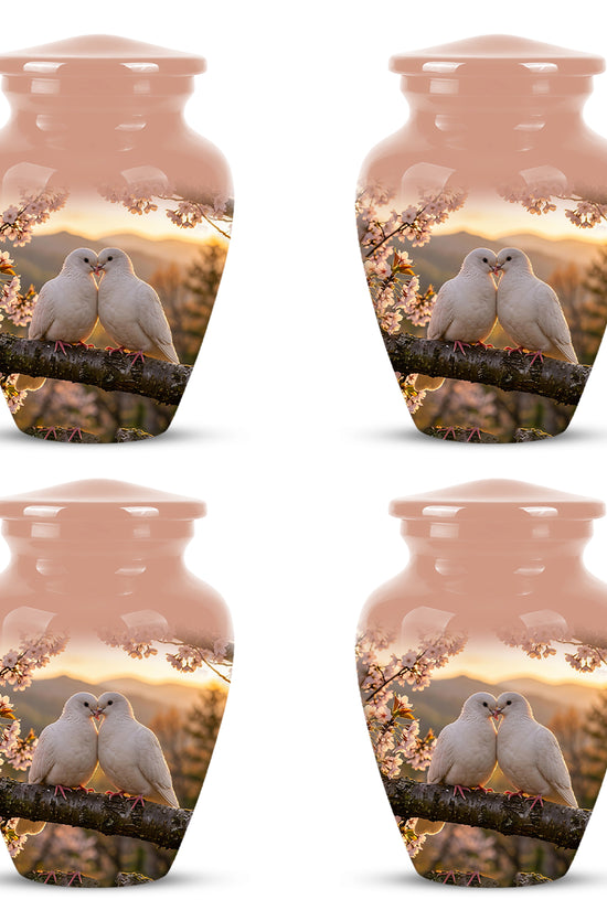 White Couple Dove - Peaceful Memorial Urns To Tribute Lover's Ashes