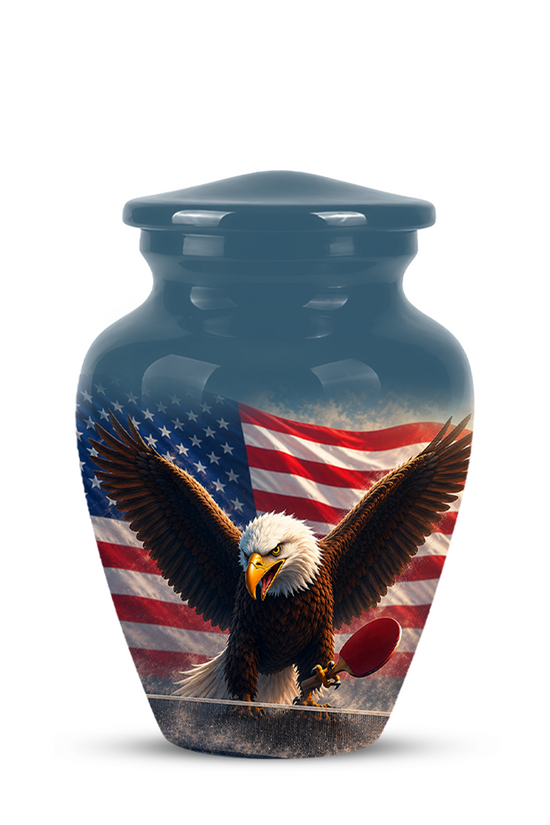 Flying Eagle With American Flag Urn - Patriotic Funeral Memorial Urns