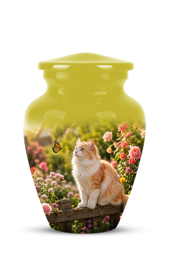 Orange Cat Cremation Urn - Beautiful Eternal Tribute Urn For Pet Ashes