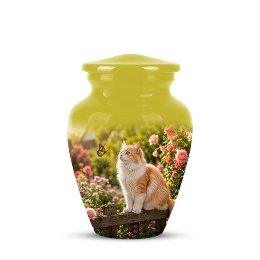 Orange Cat Cremation Urn - Beautiful Eternal Tribute Urn For Pet Ashes