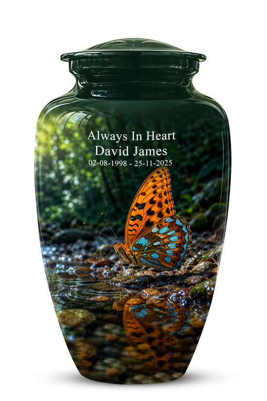 Orange Butterfly Memorial Urn - Personalized Memorial Urns For Ashes