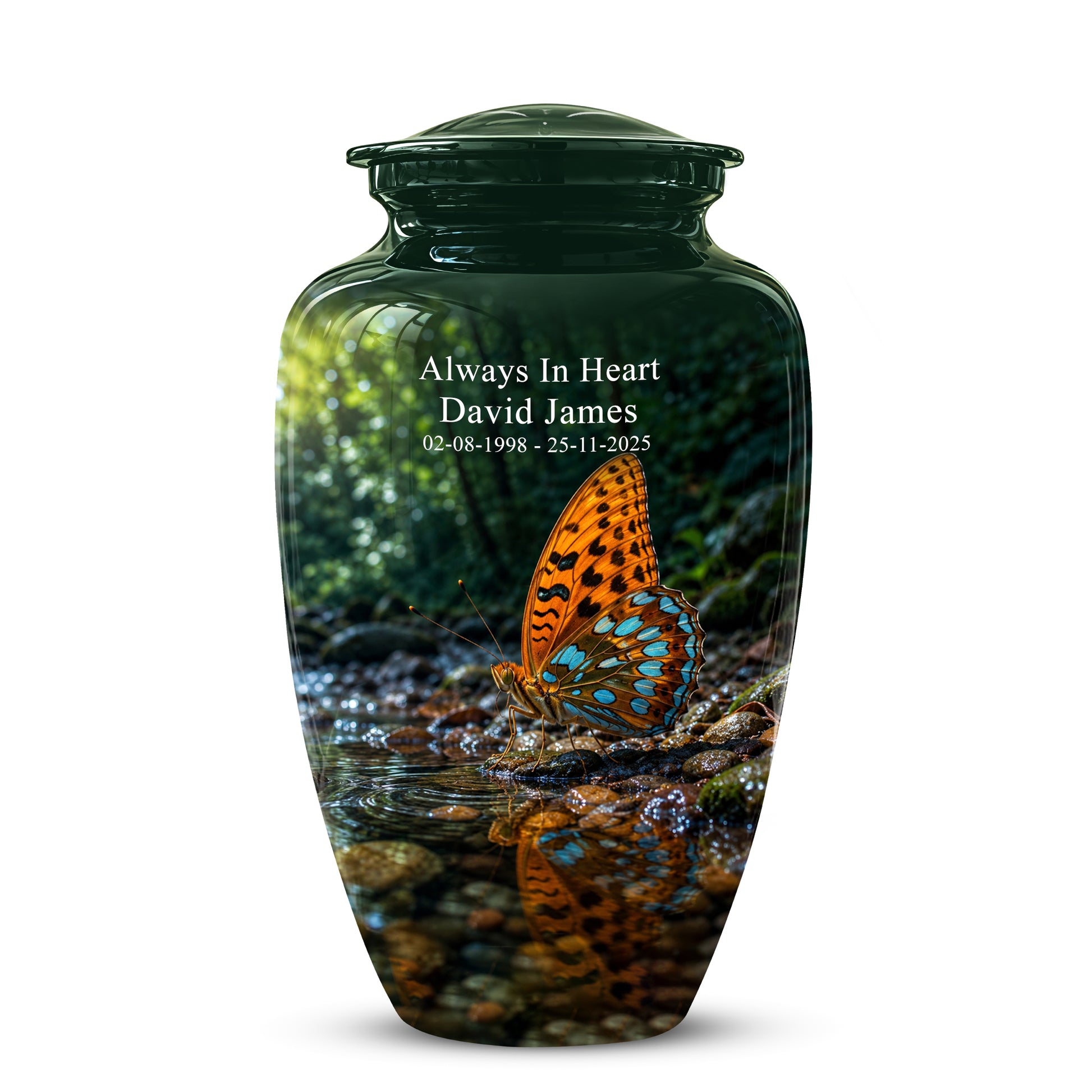 Orange Butterfly Memorial Urn - Personalized Memorial Urns For Ashes