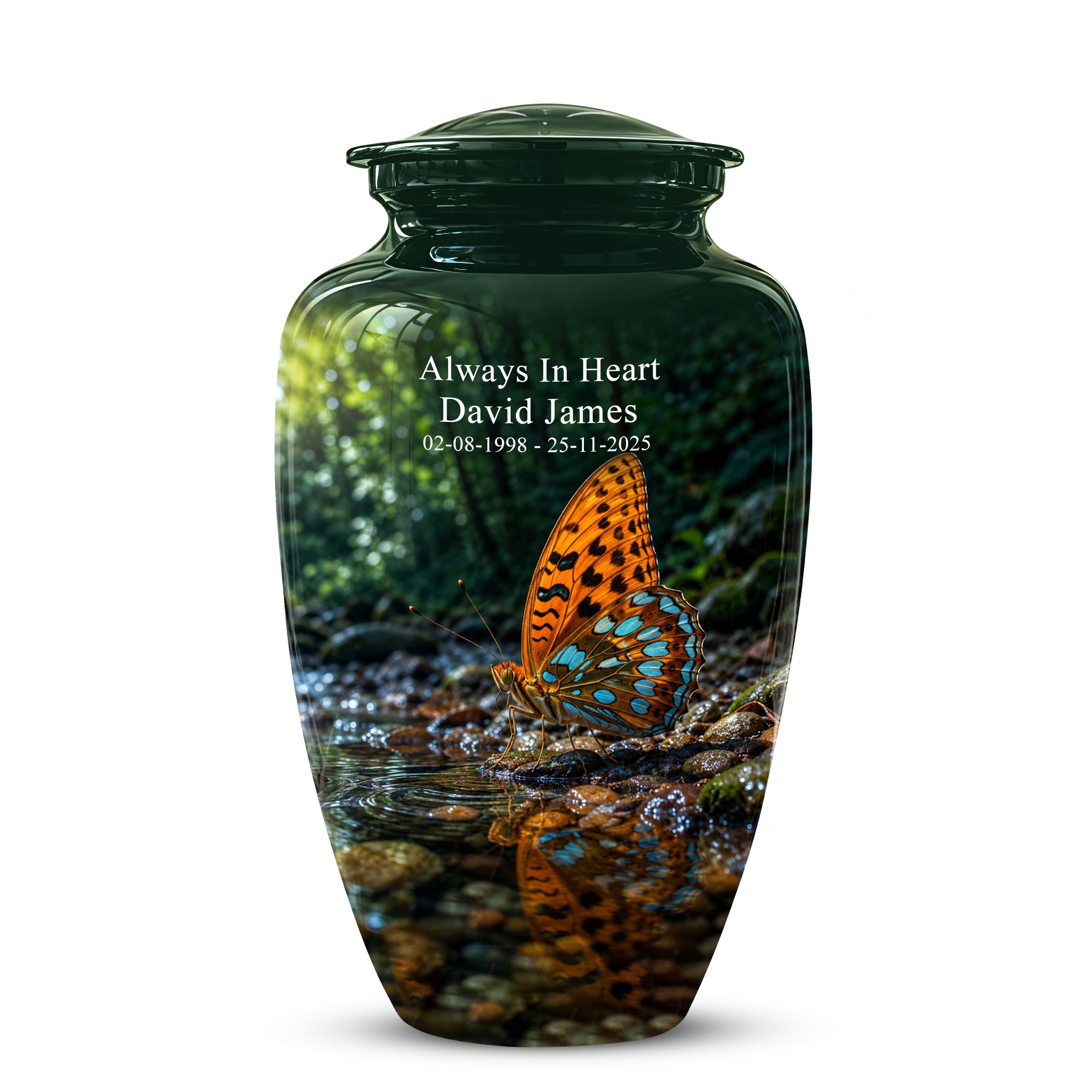 Orange Butterfly Memorial Urn - Personalized Memorial Urns For Ashes