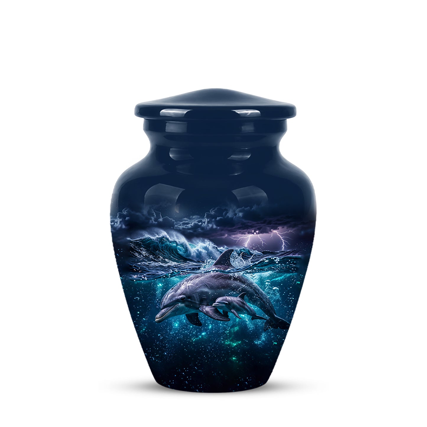 Dolphin Cremation Urn for Ashes –  Beautiful Ocean Storm Memorial Art
