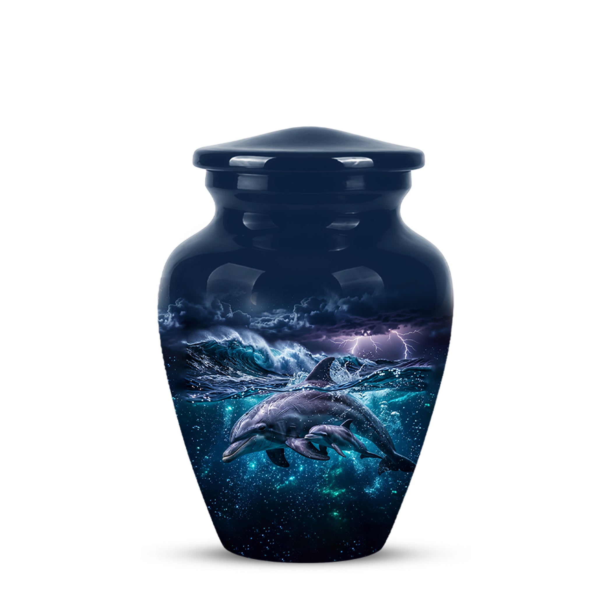 Dolphin Cremation Urn for Ashes –  Beautiful Ocean Storm Memorial Art