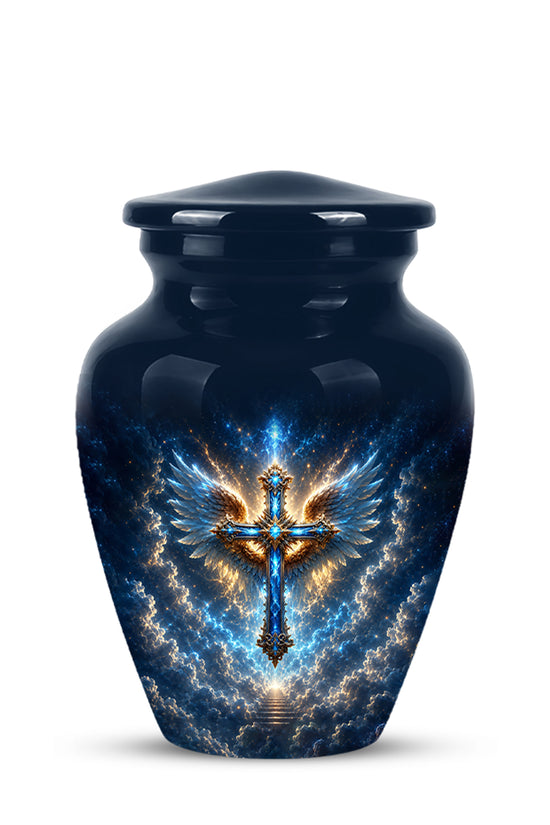 Celestial Jesus Cross Urn - Artistic Handcrafted Urns For Men & Women