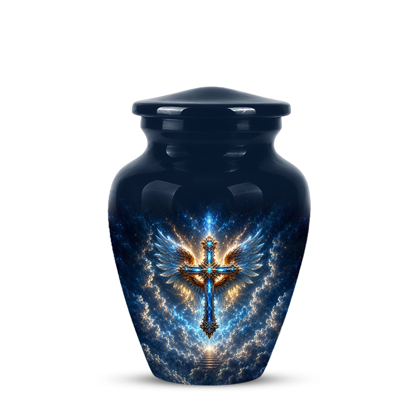 Celestial Jesus Cross Urn - Artistic Handcrafted Urns For Men & Women