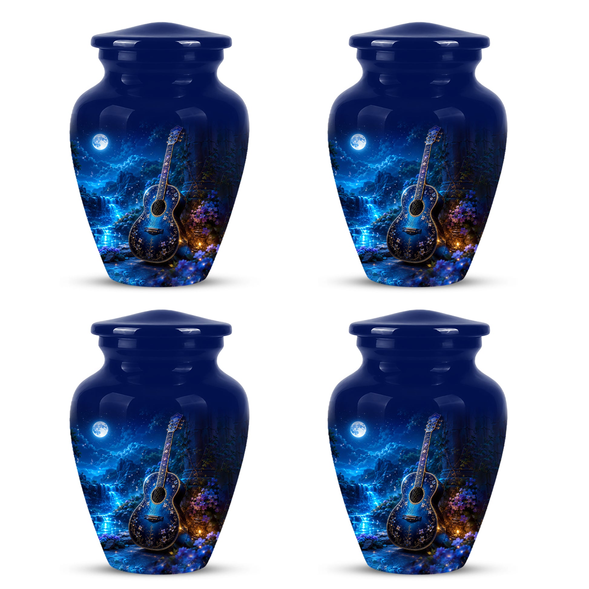 Blue Guitar Moonlight Urn - Beautiful Artistic Urns For Music Lovers