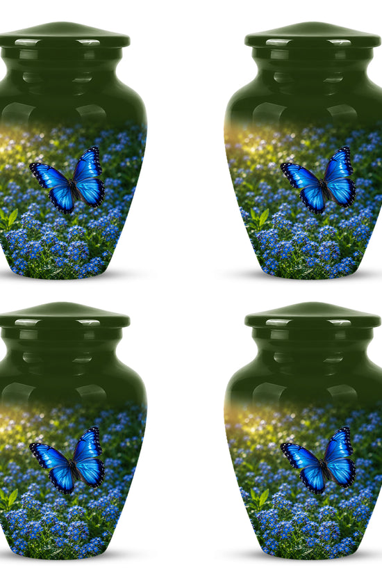 Blue Flying Butterfly Themed Urn - Majestic Butterfly Urns For Ashes