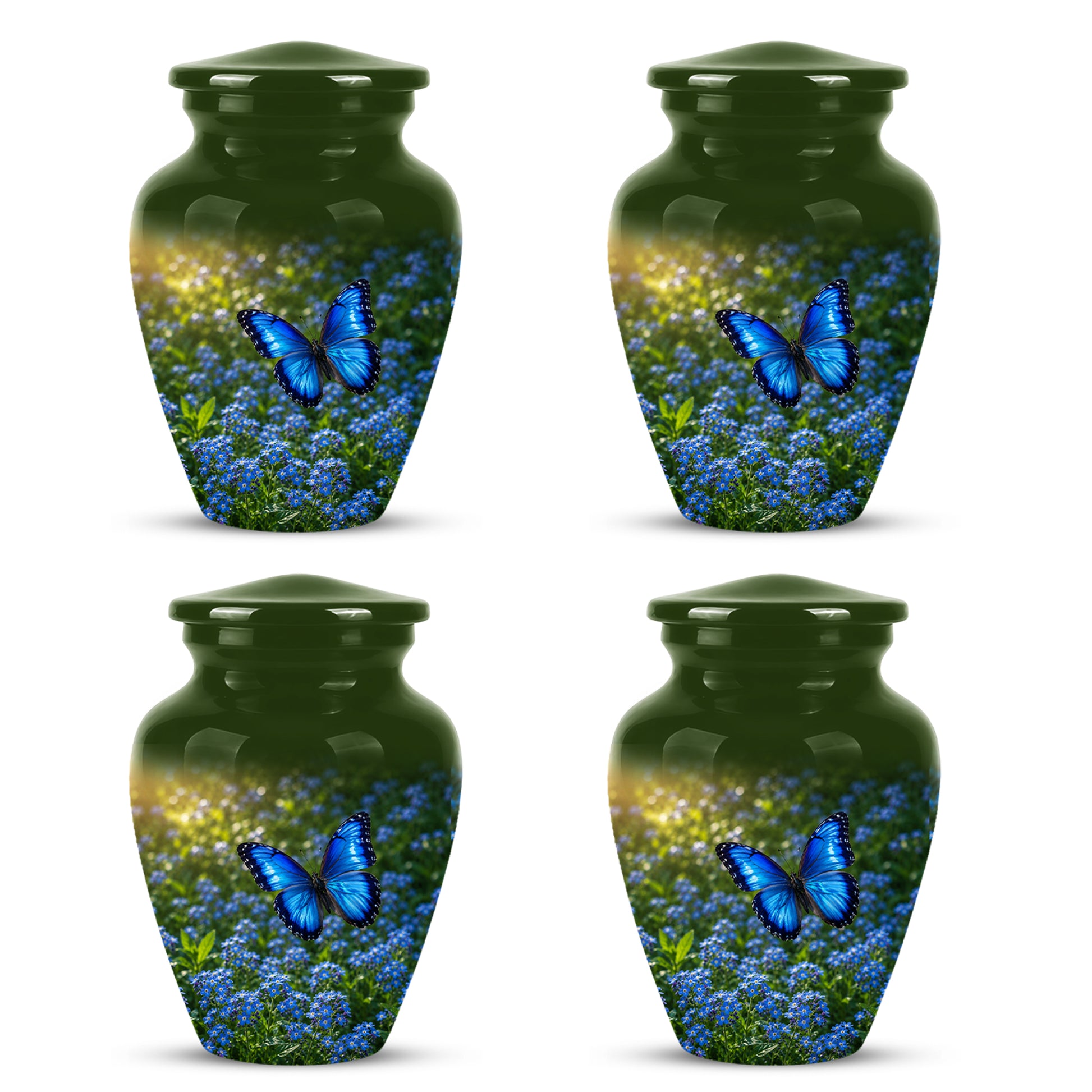 Blue Flying Butterfly Themed Urn - Majestic Butterfly Urns For Ashes