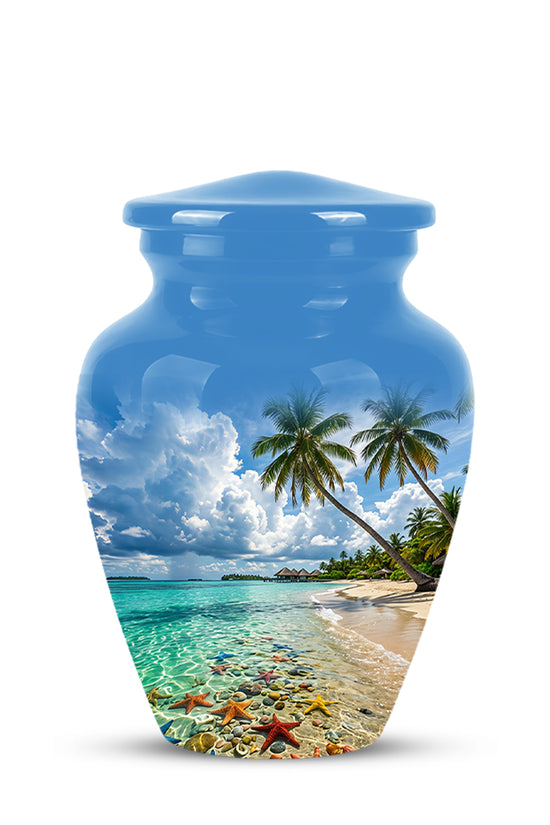 Beach Themed Burial Urn - Blue Sky Memorial Urns For Human Ashes