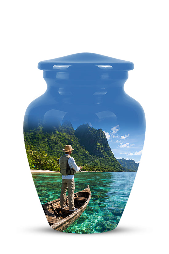 Father Fishing Cremation Urn - Majestic Memorial Urns For Human Ashes