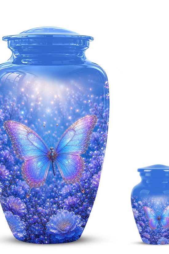Heavenly Butterfly Memorial Urn - Blue Butterfly Urns For Women Ashes