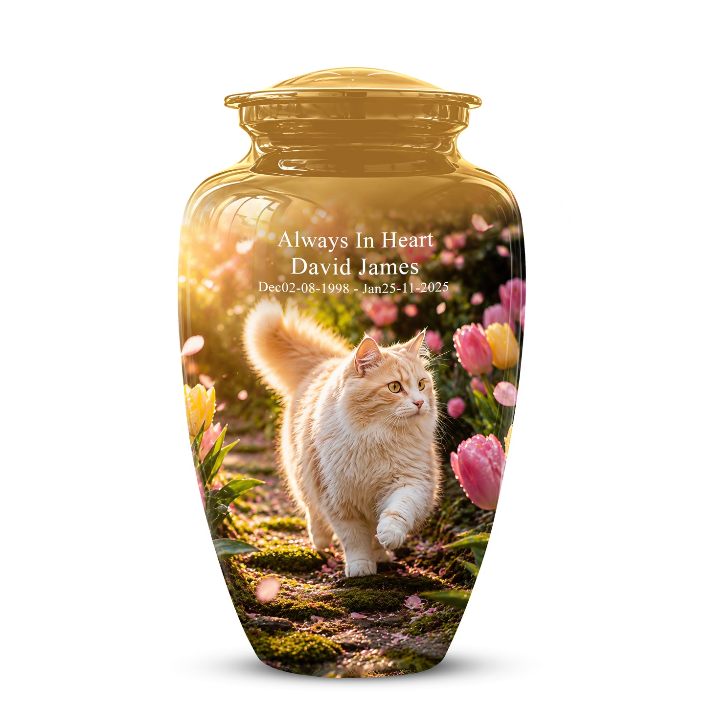 Brown Cat Cremation Urn - Custom Handcrafted Burial Urns For Pet Ashes