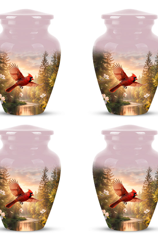 Red Flying Cardinal Bird - Personalized Memorial Urn For Human Ashes