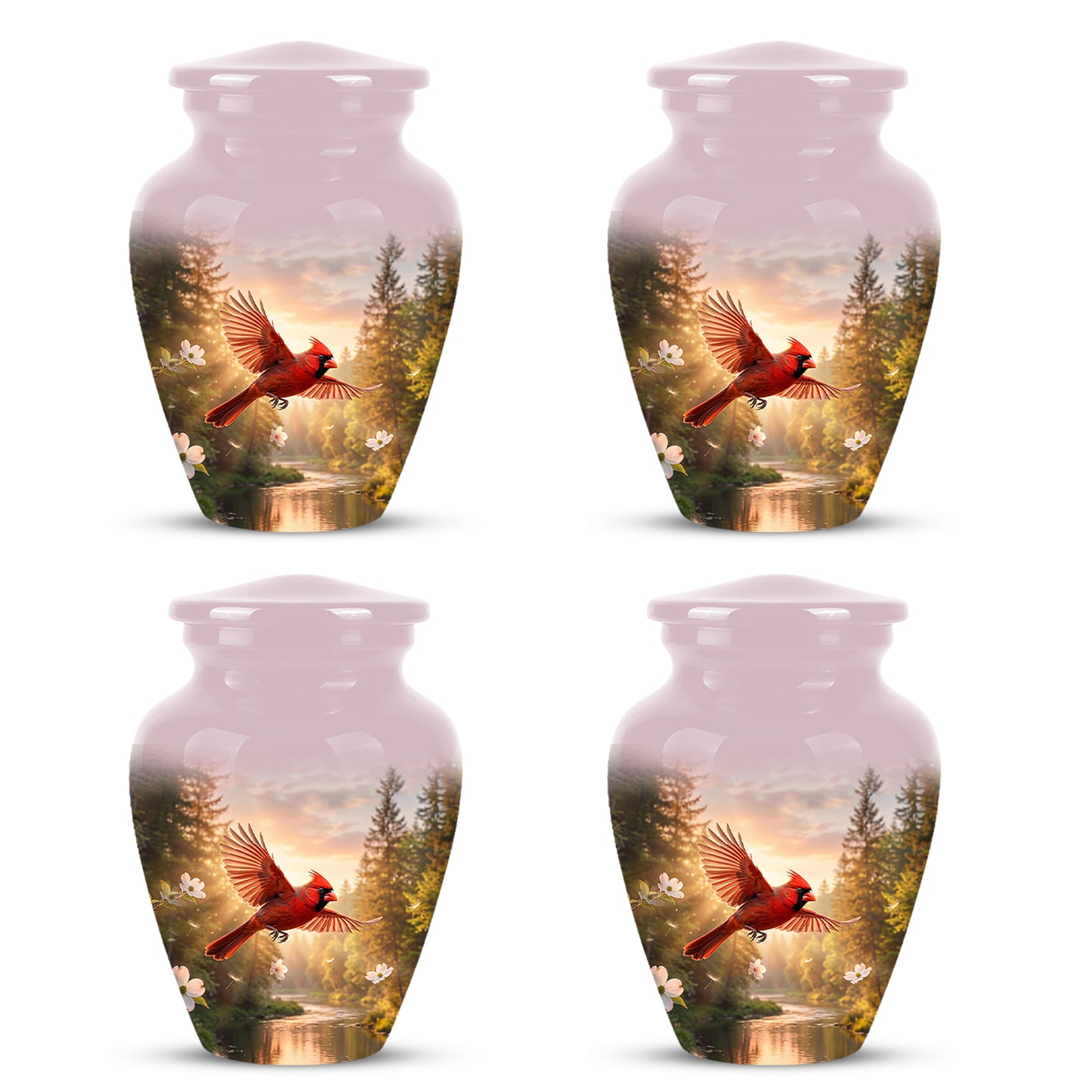 Red Flying Cardinal Bird - Personalized Memorial Urn For Human Ashes