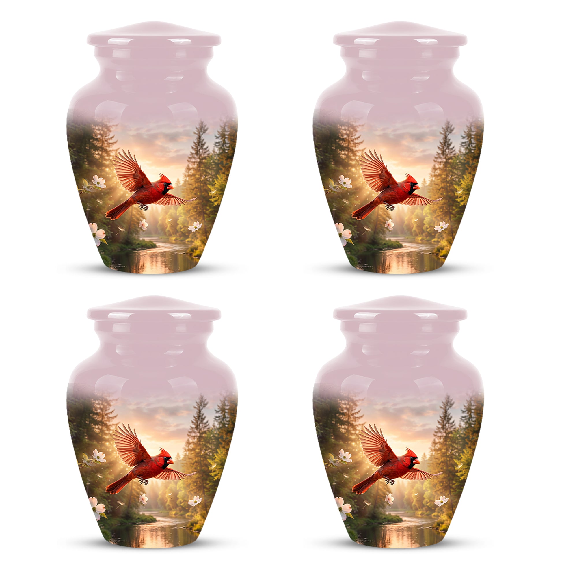 Red Flying Cardinal Bird - Personalized Memorial Urn For Human Ashes