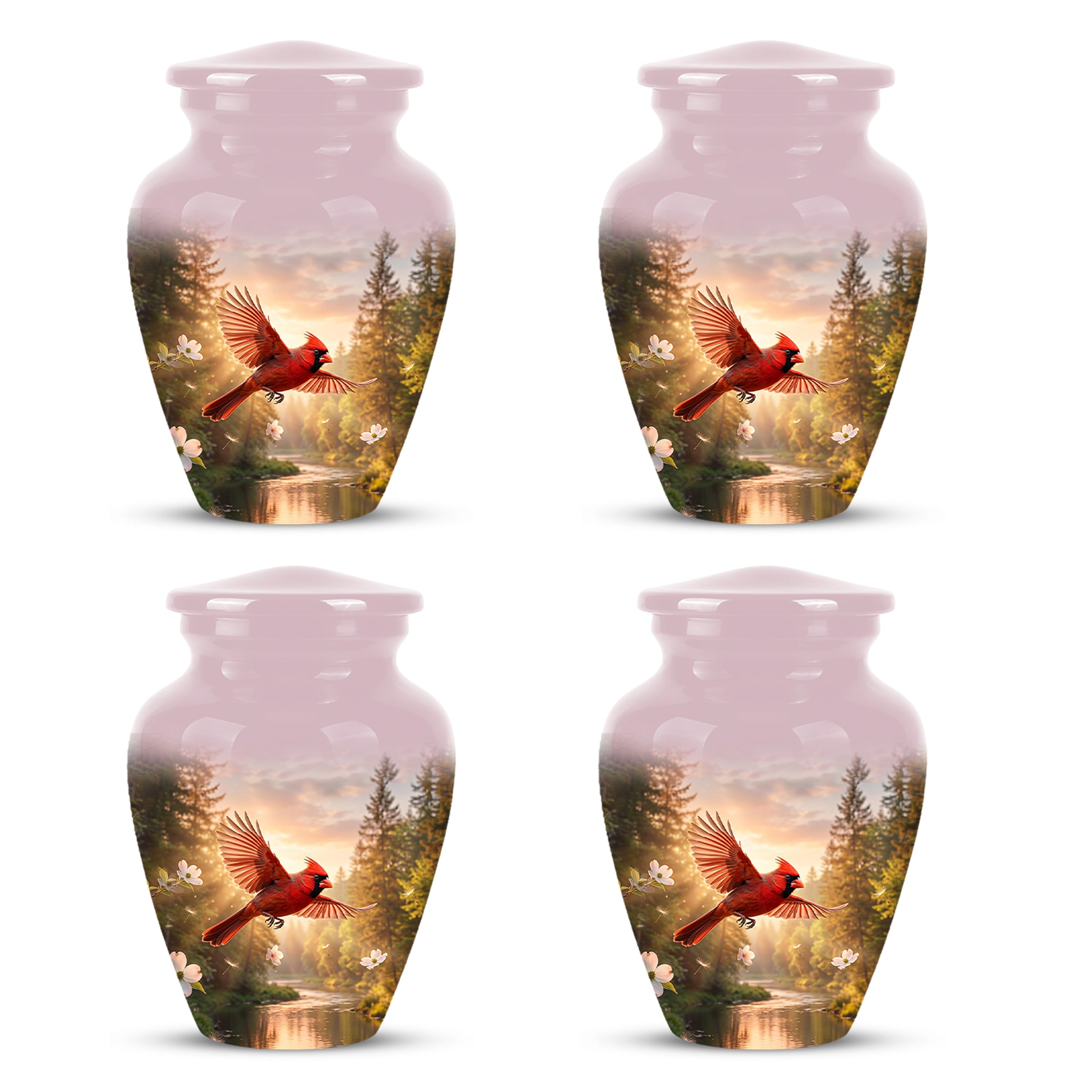 Red Flying Cardinal Bird - Personalized Memorial Urn For Human Ashes