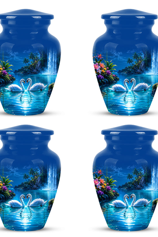 White Couple Swan Urn - Beautiful Memorial Keep Urns For Loved Ones