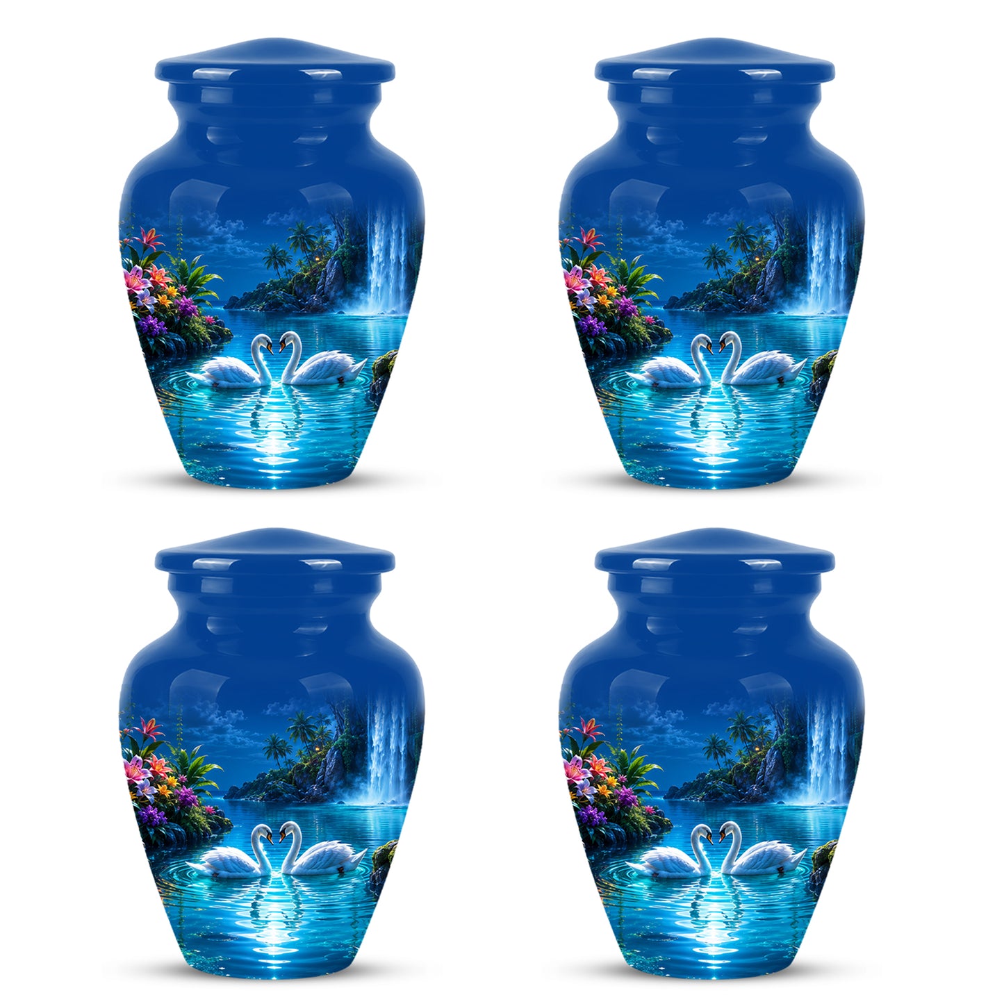 White Couple Swan Urn - Beautiful Memorial Keep Urns For Loved Ones