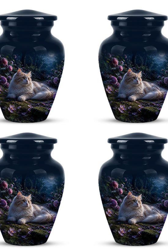 White Cat Memorial Urn - Beautiful Eternal Rest Urns For Pet Ashes
