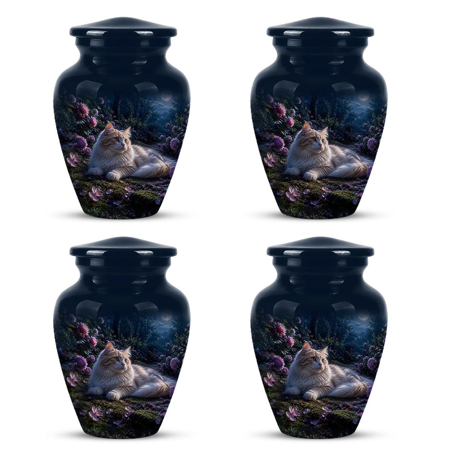 White Cat Memorial Urn - Beautiful Eternal Rest Urns For Pet Ashes
