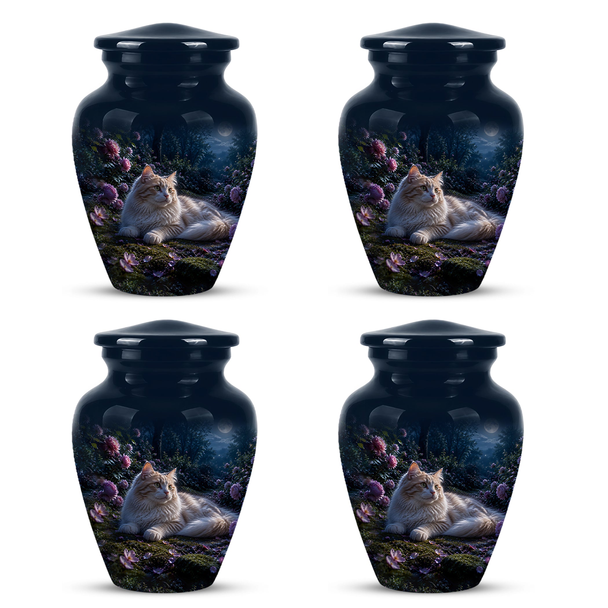 White Cat Memorial Urn - Beautiful Eternal Rest Urns For Pet Ashes