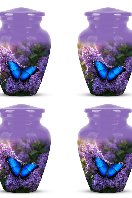 Blue Butterfly Cremation Urn - Purple Color Memorial Urns For Human Ashes