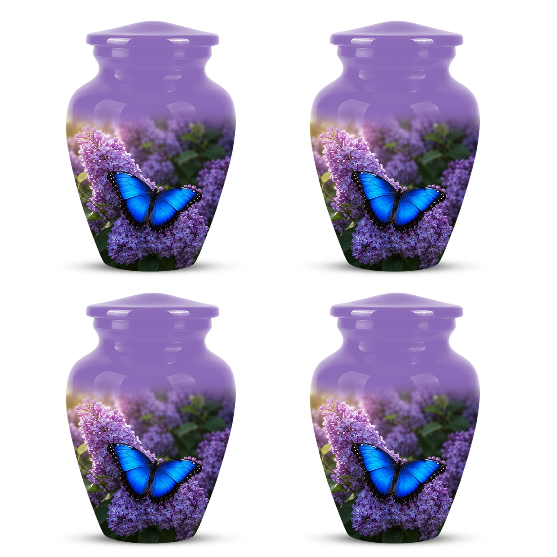 Blue Butterfly Cremation Urn - Purple Color Memorial Urns For Human Ashes