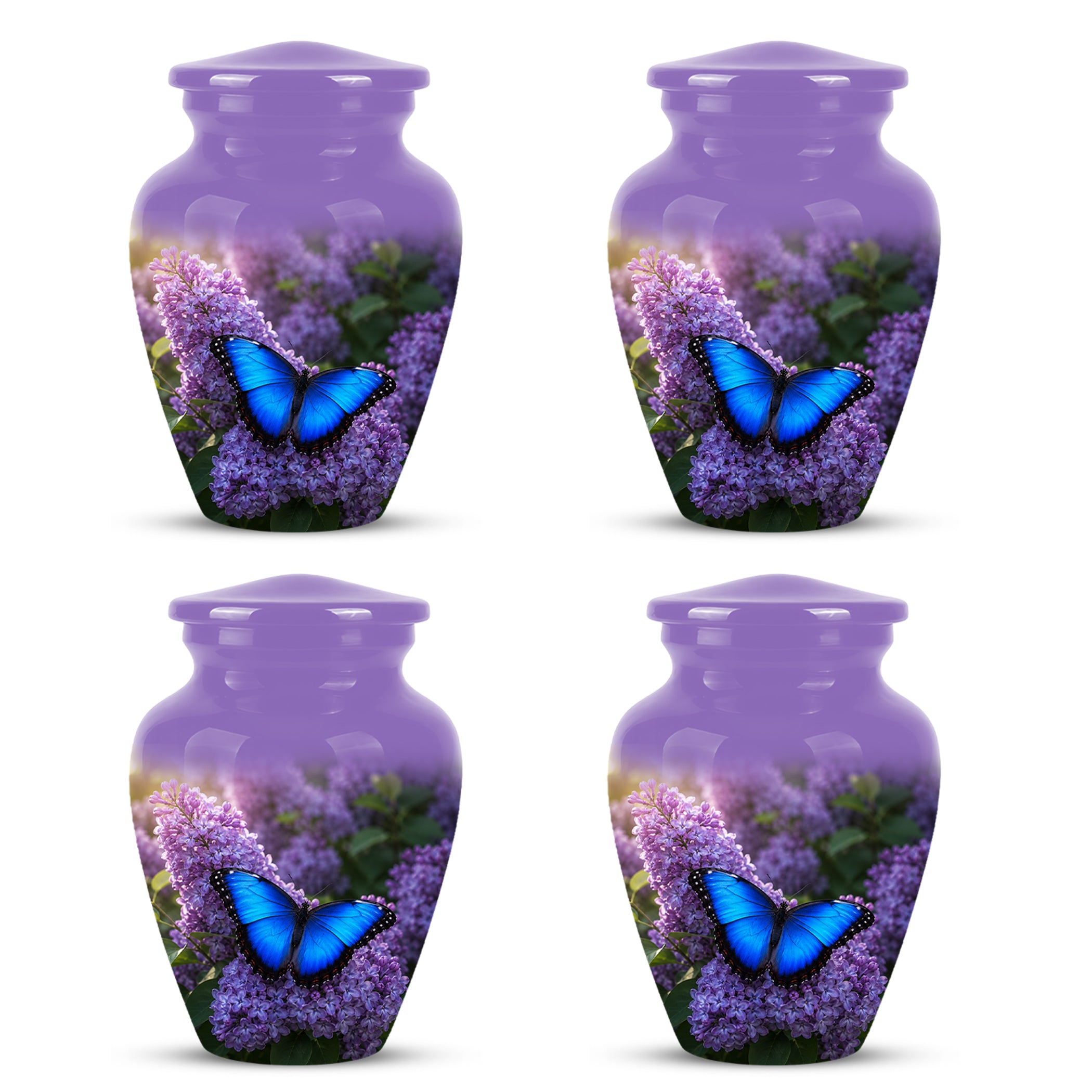Blue Butterfly Cremation Urn - Purple Color Memorial Urns For Human Ashes