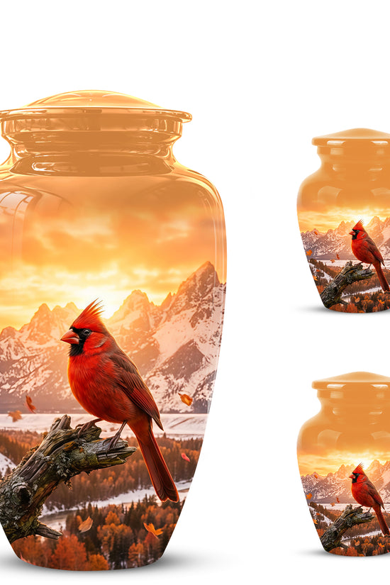 Red Cardinal Bird Burial Urn - Personalized Handcrafted Urns For Ashes