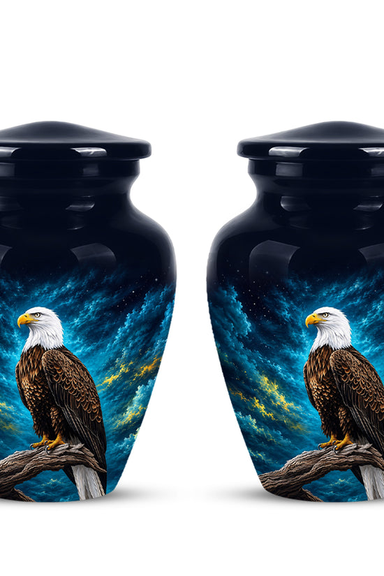 Cosmic Bald Eagle Cremation Urn - Decorative Memorial Urns For Human Ashes