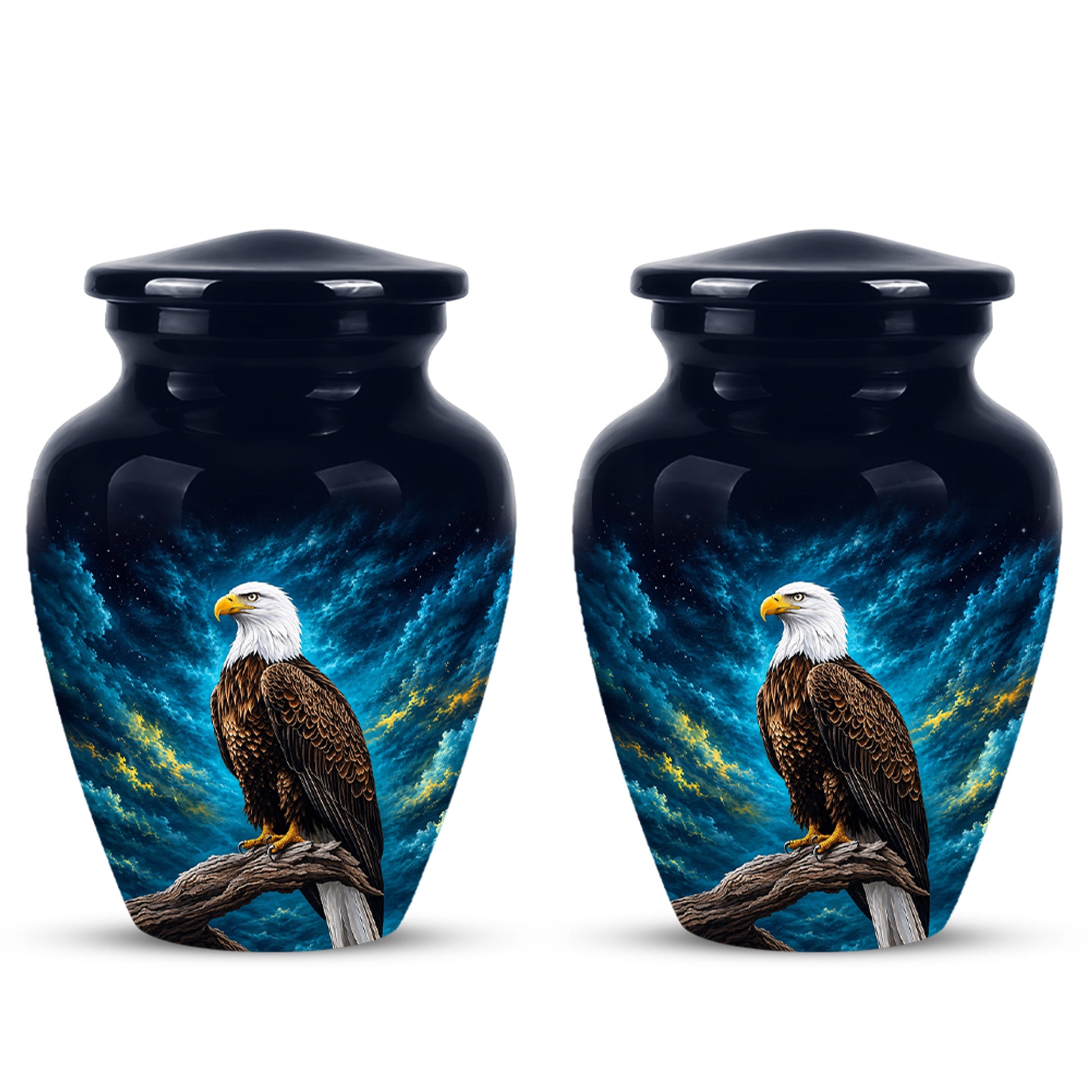 Cosmic Bald Eagle Cremation Urn - Decorative Memorial Urns For Human Ashes