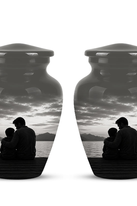 Handcrafted Father Memorial Urn - Black Personalized Urn For Dad Ashes
