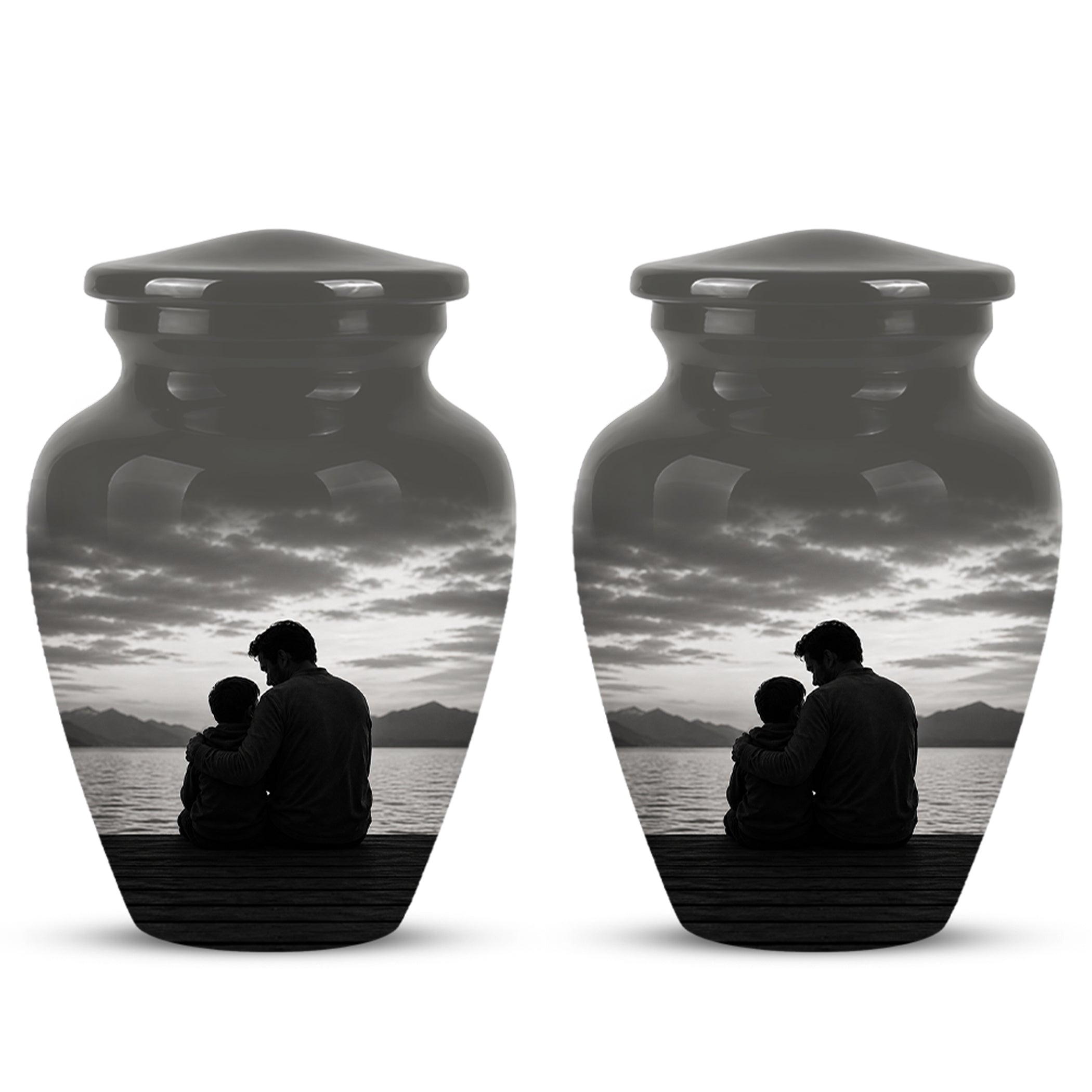 Handcrafted Father Memorial Urn - Black Personalized Urn For Dad Ashes