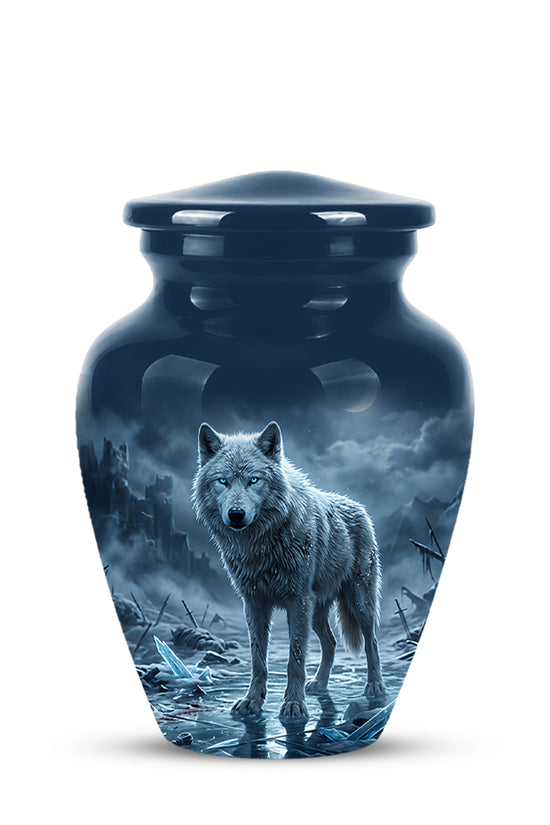 Moonlight White Wolf Urn for Human Ashes - Urns For Men & Women Ashes